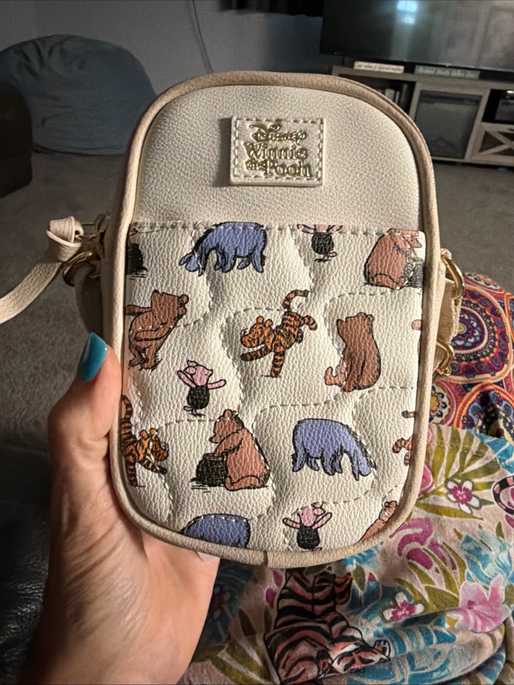 Disney Winnie the Pooh Beige Crossbody Pouch with Character Print